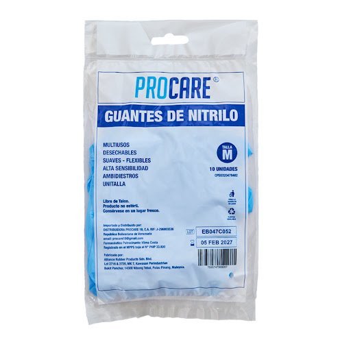 Guantes De Nitrilo Procare M Bolsa 10 Und