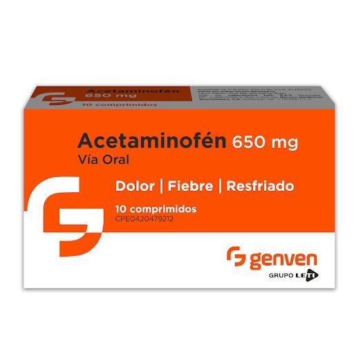 Acetaminofen 650mg 10tabletas Genven