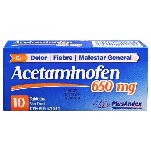 Acetaminofén 650 mg Plusandex Caja x 10 Tabletas