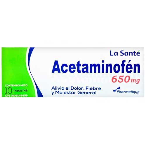 Acetaminofén 650 mg La Santé Caja x 10 Tabletas