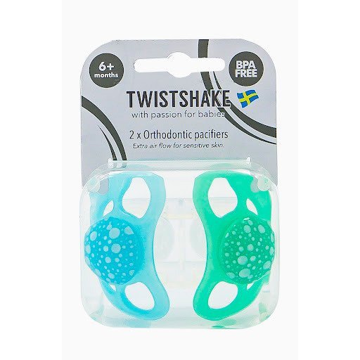 Chupon Twistshake Azul/Verde 6+M 2 Unidades